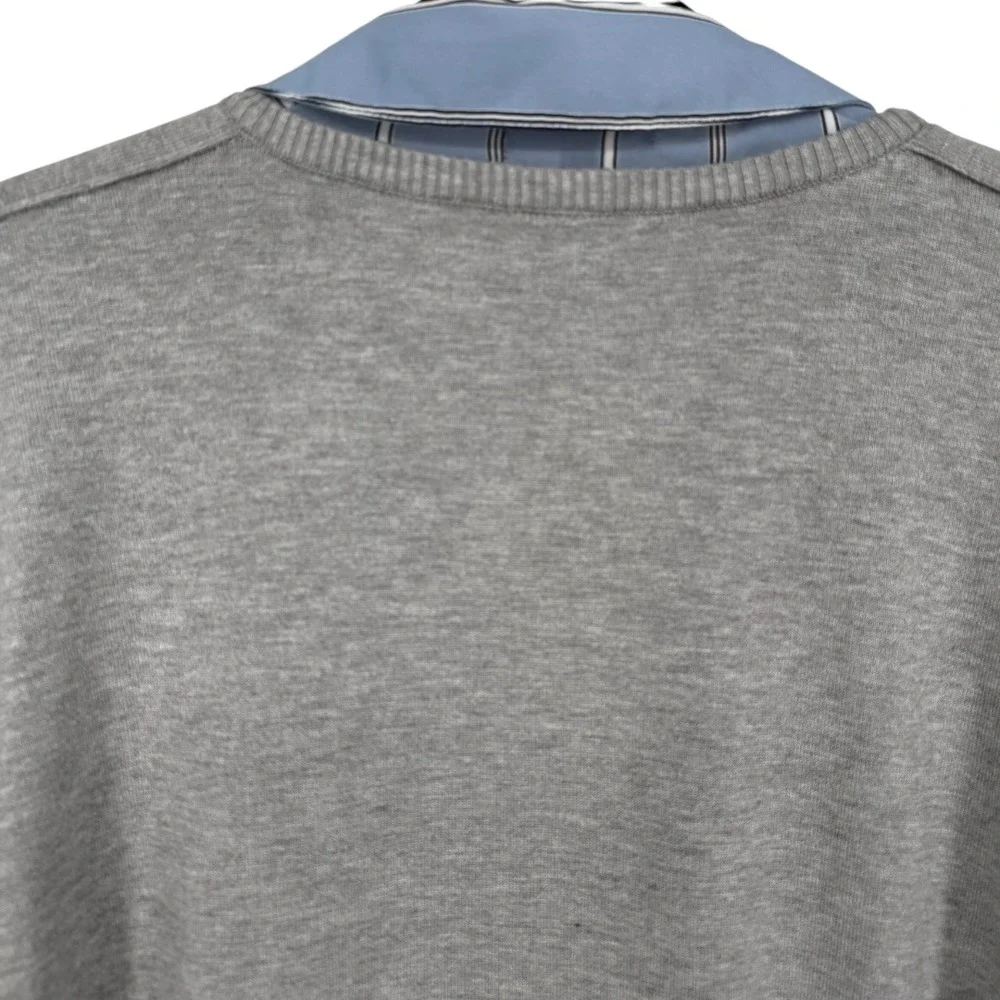 Adrianna Papell Womens 2-in-1 Mixed Media Layered Sweater Top Gray Blue Size 2X - Picture 7 of 14